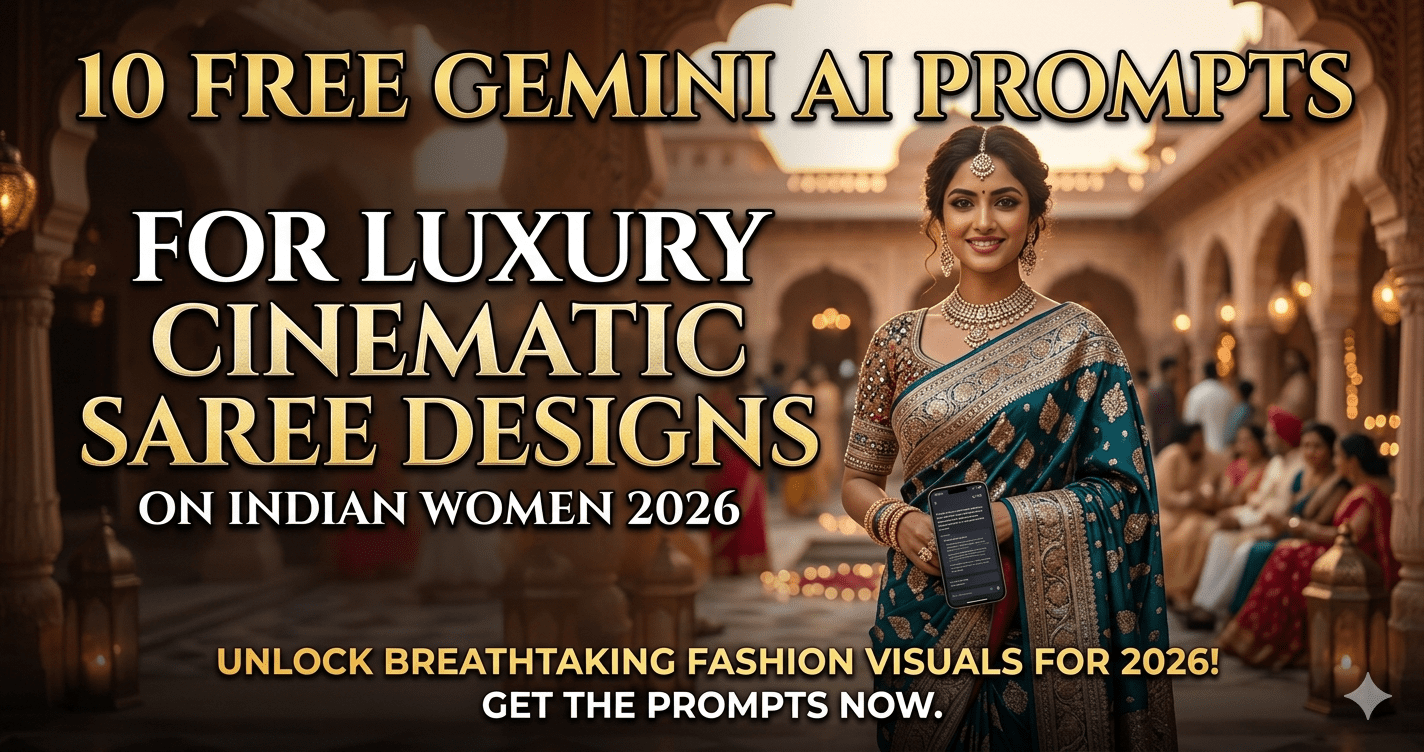 Free Gemini AI Prompts for Luxury Cinematic Saree Designs on Indian Women
